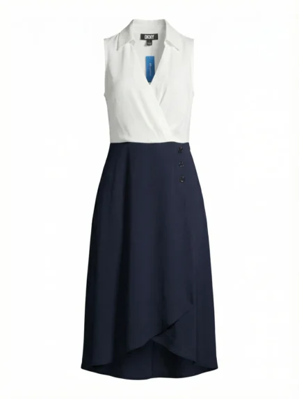 Vestido Bicolor Blanco y Azul Marino — foto 2