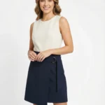 Vestido Bicolor Crema y Azul Marino — foto 1