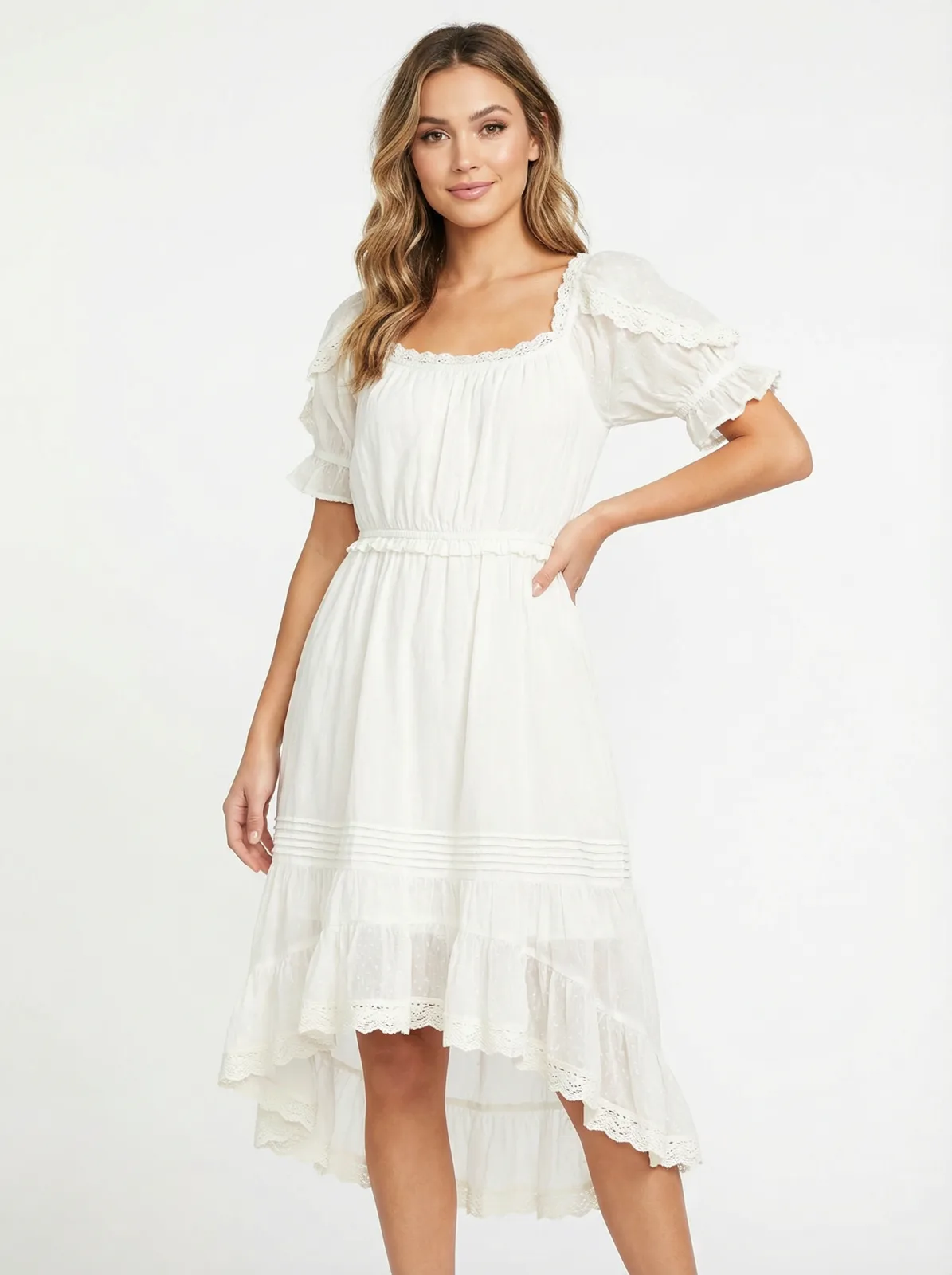 Vestido Blanco con Volantes 1 Vestido Blanco con Volantes — foto 1