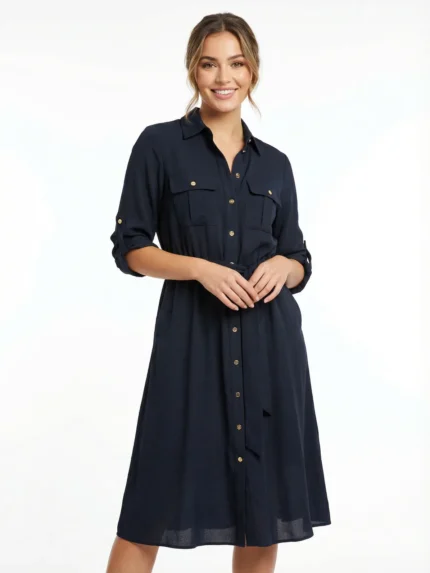 Vestido Camisero Azul Marino — foto 1