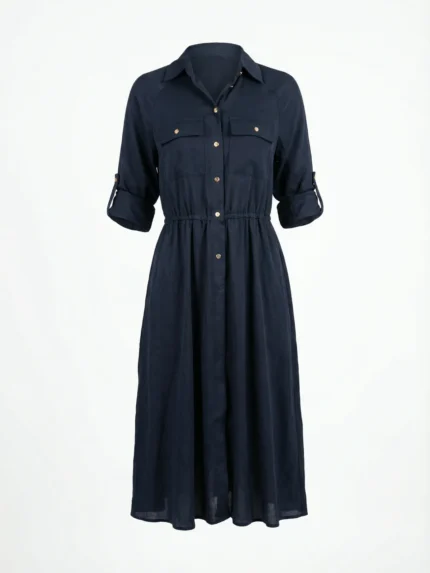 Vestido Camisero Azul Marino — foto 2