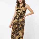 Vestido Camisero Estampado Dorado — foto 1