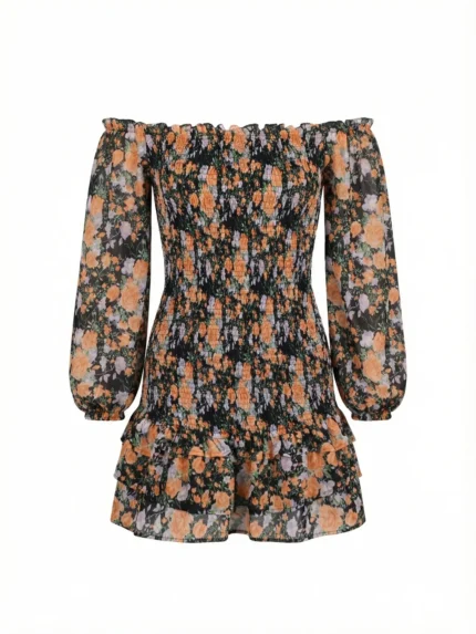Vestido Corto Floral Hombros Descubiertos — foto 2