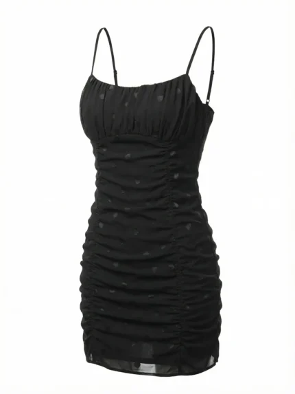 Vestido Corto Fruncido Negro — foto 2