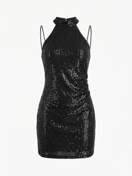 Vestido Corto Lentejuelas Negro — foto 2