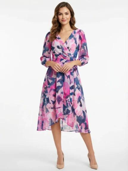 Vestido Cruzado Floral Rosa — foto 1