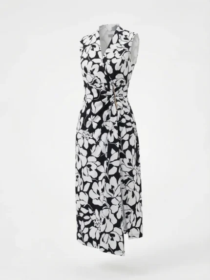 Vestido Floral Blanco y Negro — foto 2