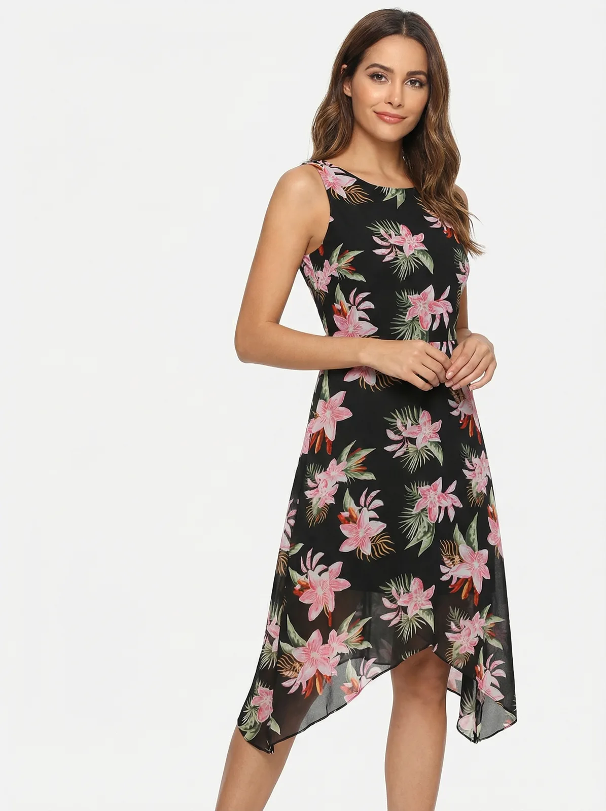 Vestido Floral Tropical Negro 1 Vestido Floral Tropical Negro — foto 1