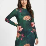 Vestido Floral Verde Manga Larga — foto 1