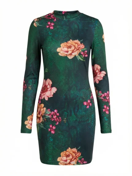 Vestido Floral Verde Manga Larga — foto 2