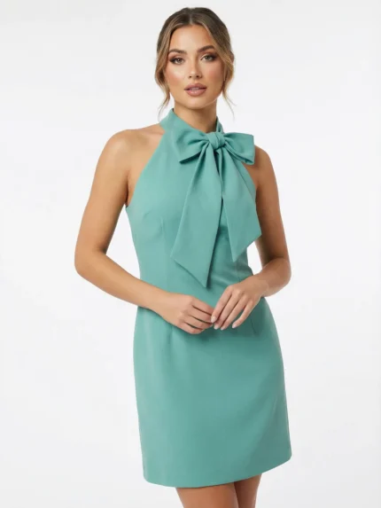 Vestido Halter Lazo Verde Menta — foto 1