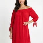 Vestido Hombros Descubiertos Rojo — foto 1