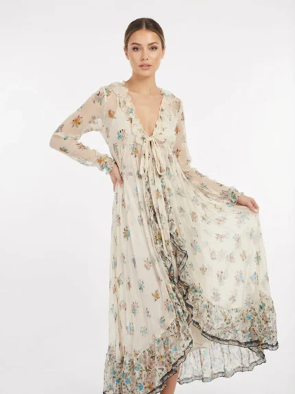 Vestido Largo Floral Crema — foto 1