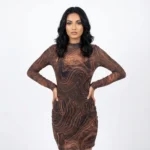 Vestido Malla Estampado Marrón — foto 1