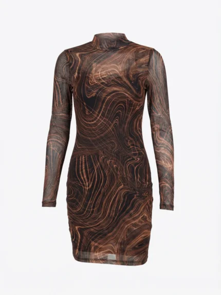 Vestido Malla Estampado Marrón — foto 2