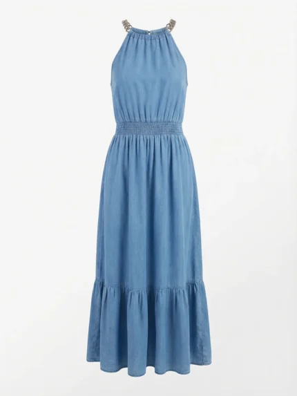 Vestido Maxi Halter Celeste — foto 2