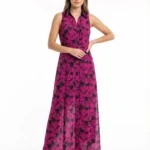 Vestido Maxi Halter Floral Fucsia — foto 1