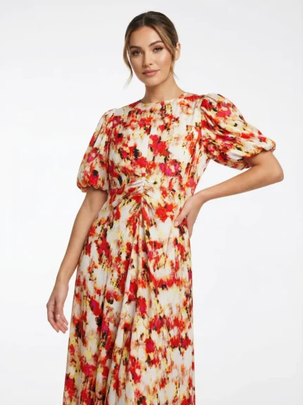 Vestido Midi Floral Rojo — foto 1
