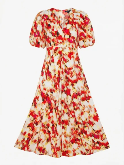 Vestido Midi Floral Rojo — foto 2