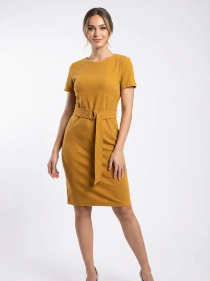 Vestido Mostaza con Cinturón — foto 1