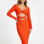 Vestido Naranja con Aberturas — foto 1