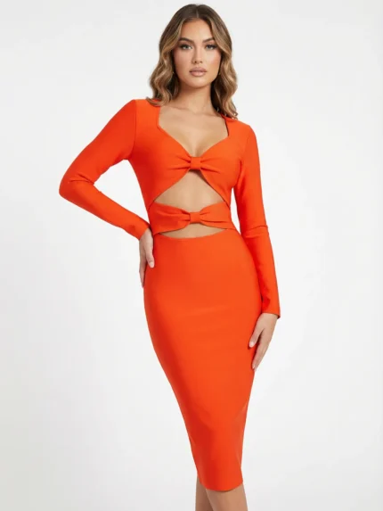 Vestido Naranja con Aberturas — foto 1