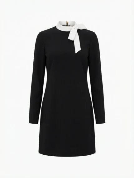 Vestido Negro Cuello Lazo Blanco — foto 2