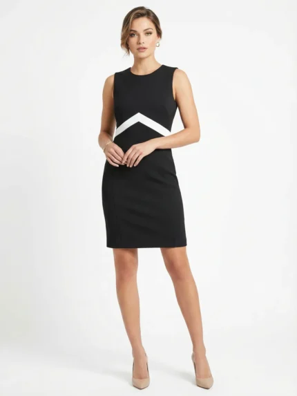 Vestido Negro con Franja Blanca — foto 1