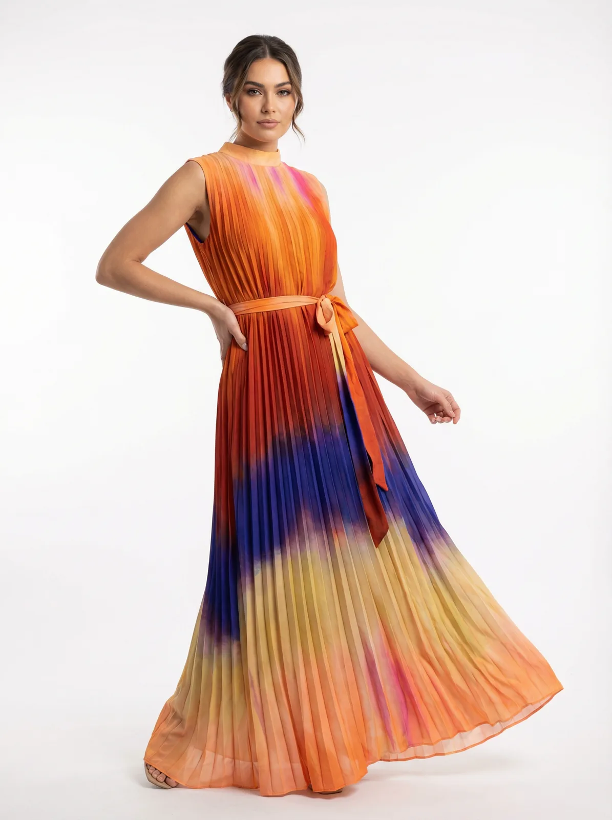 Vestido Plisado Degradé Naranja 1 Vestido Plisado Degradé Naranja — foto 1