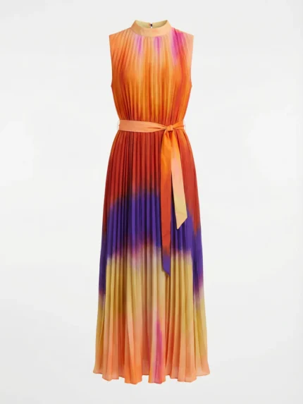 Vestido Plisado Degradé Naranja — foto 2