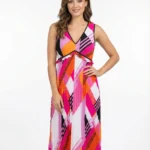 Vestido Plisado Geométrico Fucsia — foto 1