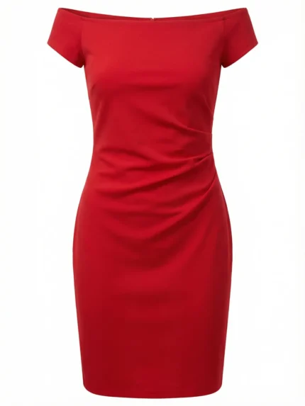 Vestido Rojo Ajustado Hombros Descubiertos — foto 2