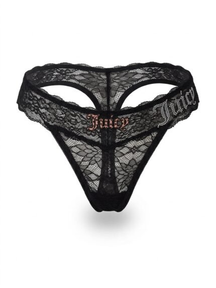 Semihilo Juicy Couture negro de encaje — XL — fantasma frente