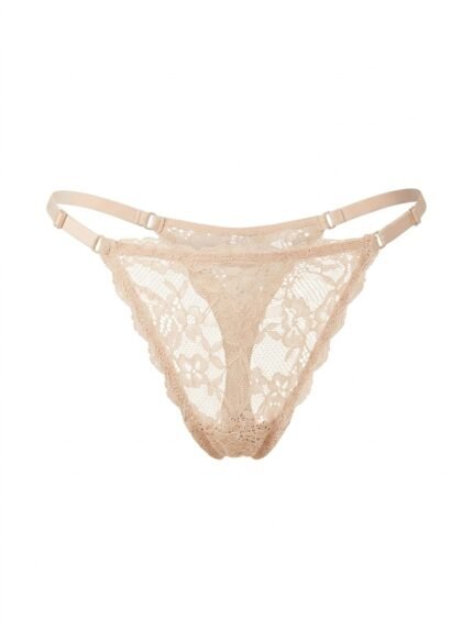 Hilo Victoria’s Secret beige de encaje — XL — fantasma frente