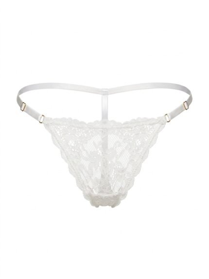 Hilo Victoria’s Secret blanco de encaje — XL — fantasma frente