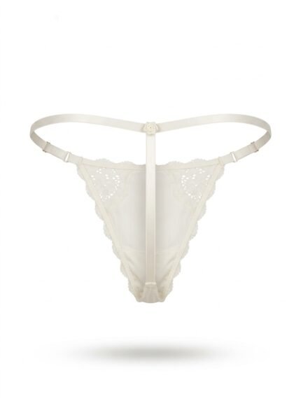 Hilo Victoria’s Secret blanco satinado con encaje — XL — fantasma espalda