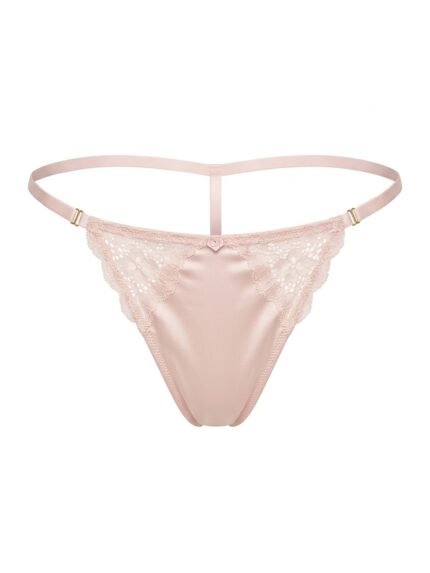 Hilo Victoria’s Secret rosa claro satinado con encaje — XL — fantasma frente