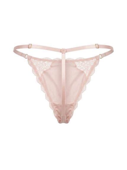 Hilo Victoria’s Secret rosa claro satinado con encaje — XL — fantasma espalda