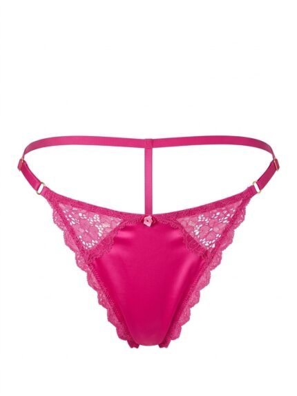Hilo Victoria’s Secret fucsia satinado con encaje — XL — fantasma frente