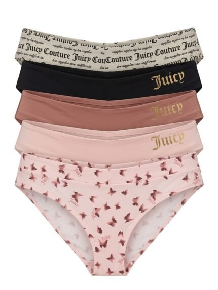 Pack de 5 calzones Juicy Couture lisos y estampados — XL — fantasma frente
