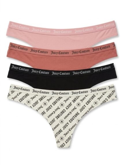 Pack de 4 calzones Juicy Couture con cintura de marca — XL — fantasma frente