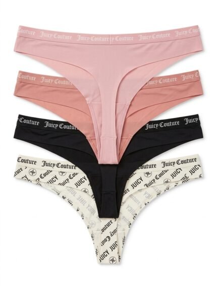 Pack de 4 calzones Juicy Couture con cintura de marca — XL — fantasma espalda