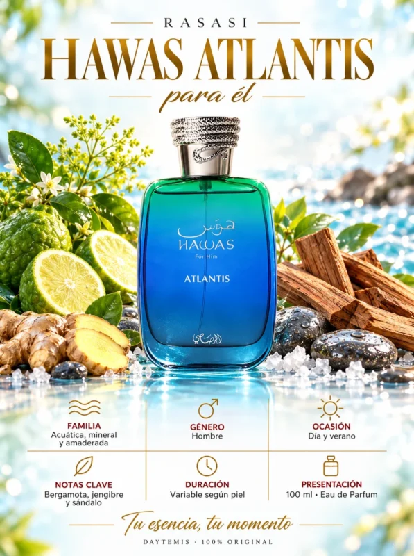 Notas de Rasasi Hawas Atlantis For Him EDP 100 ml