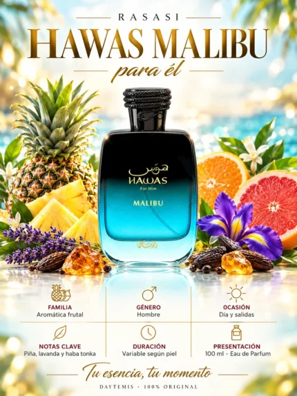 Notas de Rasasi Hawas Malibu For Him EDP 100 ml